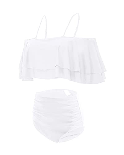 Tropical Print Girls Tankini 2-Piece High Waisted Bikini Set
