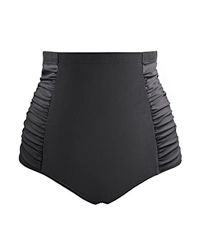 Women's High Waisted Swimsuit Bottom Tummy Control Ruched Bikini Bottom