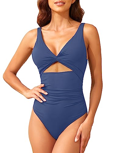 One Piece Ruched Swimsuits Cutout Bathing Suits