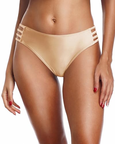 Strappy Bikini Bottom Full Coverage Bathing Suit Bottoms High Cut Swimsuit Bottom For Women