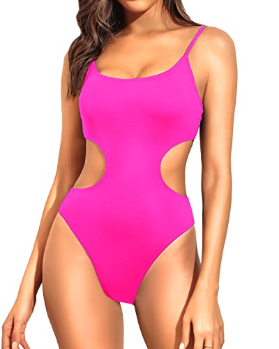 Stylish Scoop Neck Monokini Women's Cutout High Cut One Piece Swimsuit