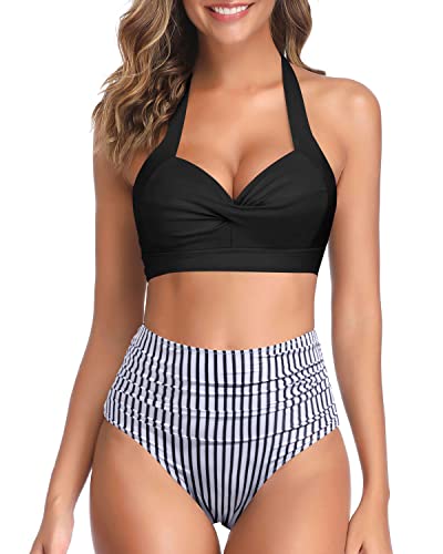 Retro Halter Neck 2-Way One Piece Swimsuit