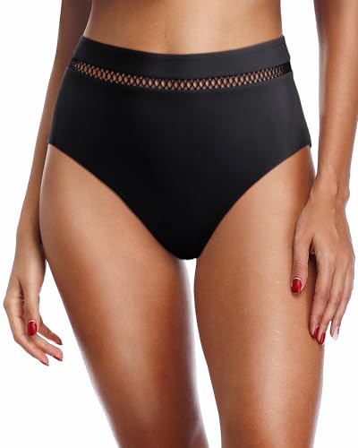 Women's High Waisted Bikini Bottom Full Coverage Retro Tummy Control Swimusuit Bottom