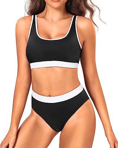 Colorblock Sports Bra & High Waist Two Piece Set