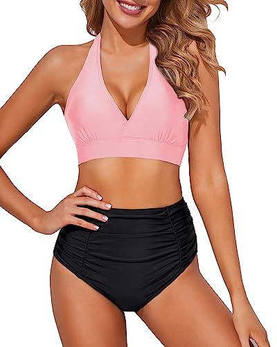 Two Piece Push Up Halter High Waisted Bikini Sets