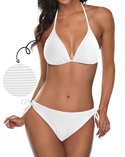 Ribbed Triangle Bikini Two Piece Vintage Swimsuit for Women