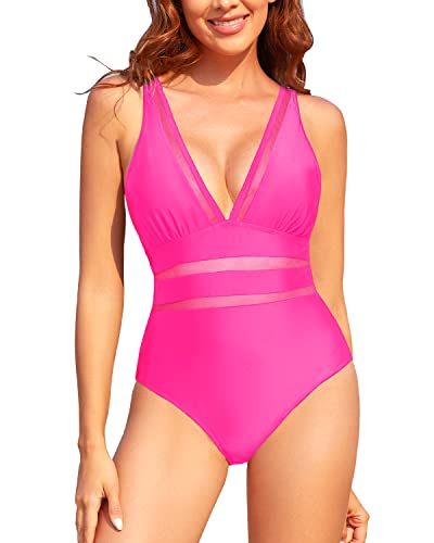 Women's Plunge V Neck Monokini Sexy Hollow Out One Piece Swimsuits
