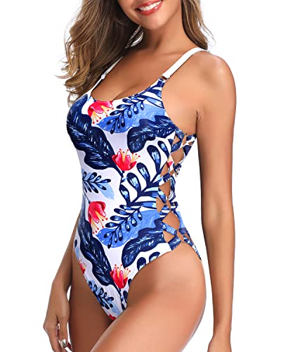 Stylish Sexy Swimwear Slimming Crisscross Lace Up One Piece Swimsuit for Women