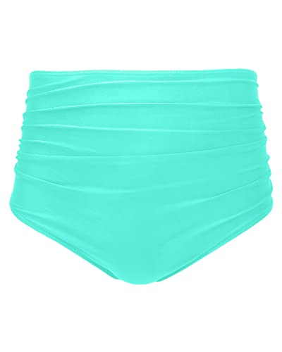 Elegant High Waisted Bikini Bottom For Ladies-Aqua