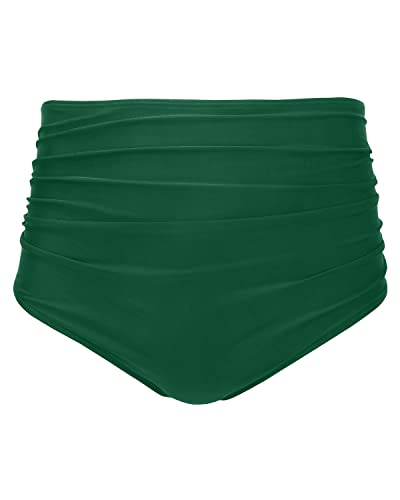 Girly High Waisted Bikini Bottom For Women-Emerald Green
