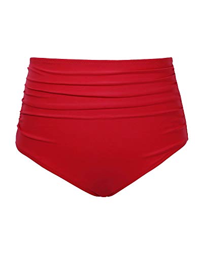 Stylish High Waisted Bikini Bottom For Women-Red