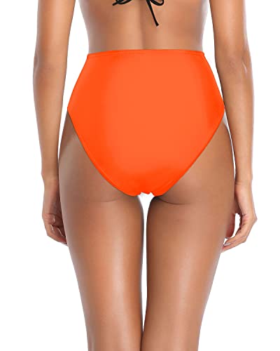Women's High Rise High Waist Swim Bottoms-Neon Orange – Tempt Me