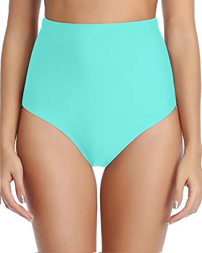 Women's High Waisted Tummy Control Bikini Swimsuit Bottoms-Aqua