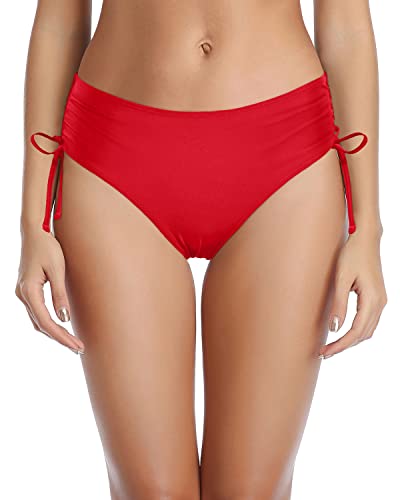 Flattering Side Tie Bikini Bottom For Ladies-Red