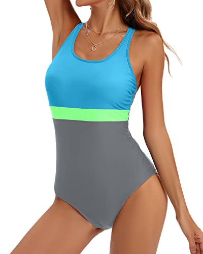 Sociala Tummy Control One Piece Bathing Suit Side Splicing Sport Swimwear