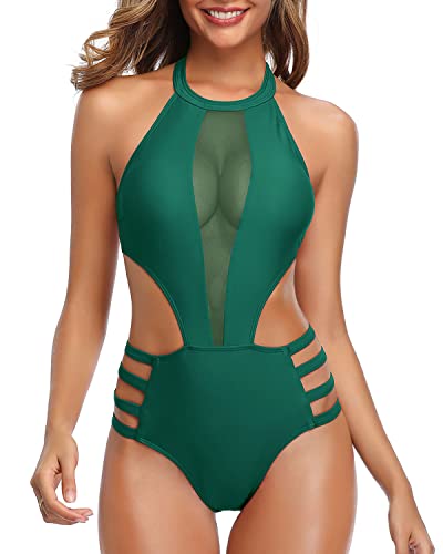 Sultry Backless Design Sexy One Piece Bathing Suit For Women-Emerald Green