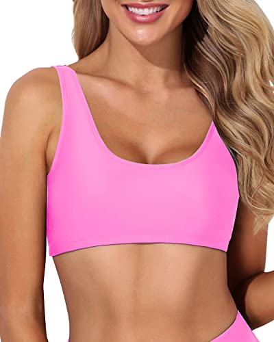 Push Up Sports Bra Bikini Top For Women's Beachwear-Light Pink