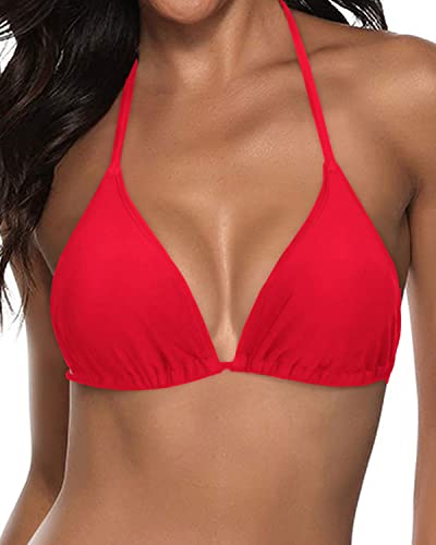 Adjustable Swimwear String Triangle Bikini Top-Red