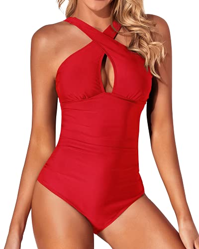 Backless Design One Piece Tummy Control Bathing Suit-Red – Tempt Me