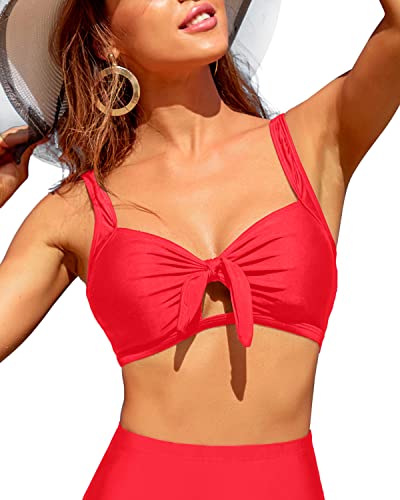 Versatile And Practical Women's Push Up Bikini Top-Neon Red
