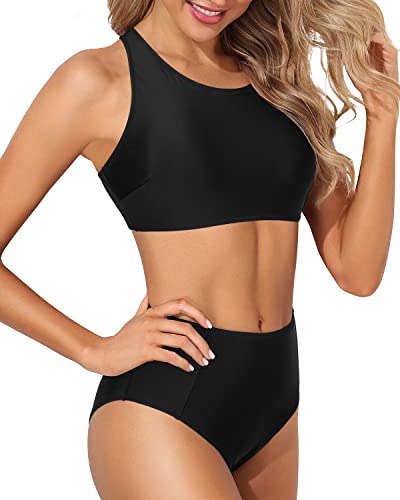 Buy High Waisted Swimsuits for Women Sports Crop Top Bikini Set