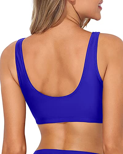 Push Up Scoop Neck Sports Bra Bikini Top For Teen Girls-Royal Blue – Tempt  Me