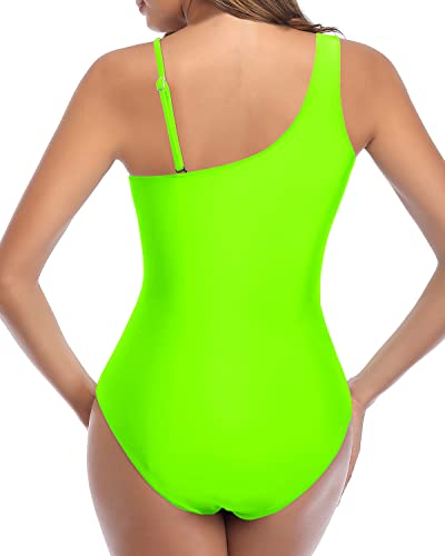 Slimming Full Coverage Mesh Tummy Control Swimsuits-Neon Green – Tempt Me