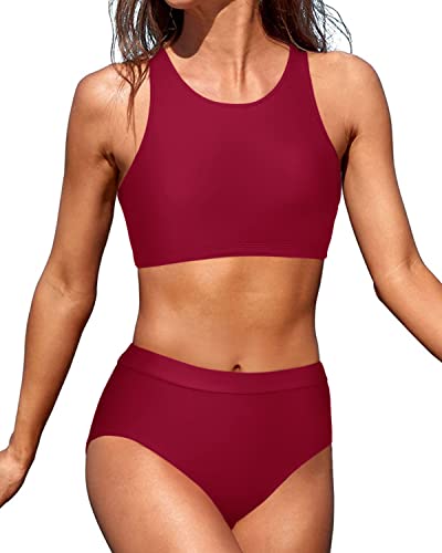 Sporty Racerback Bikini Swimsuits for Girls Two Piece Athletic Swimwea –  Tempt Me