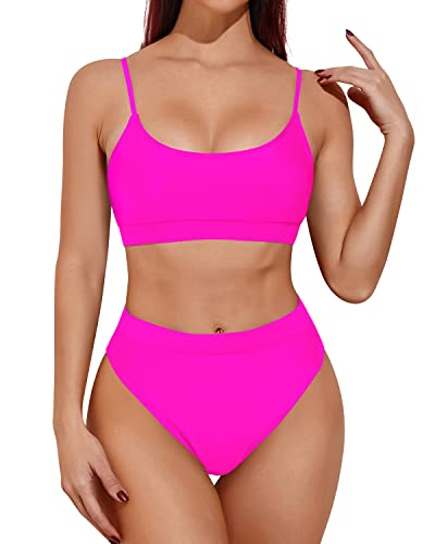 Push Up Neon Pink Swimwear Bra Neon Pink Bathing Suit Padded