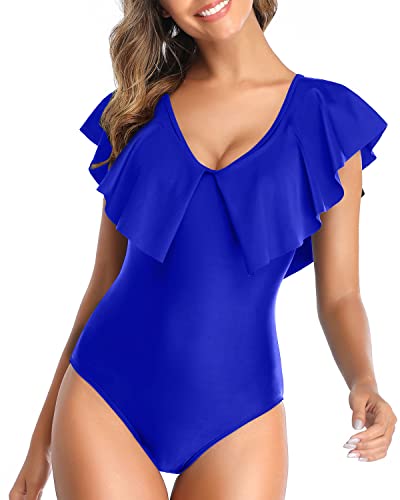 Attractive Cute One Piece Swimsuit For Women-Royal Blue
