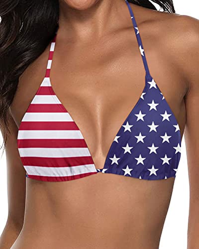Bathing Suits Top String Triangle Swimsuit Top For Women-National Flag