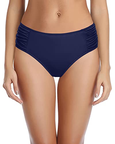Stylish Women's Full Coverage Seamless Bikini Bottoms-Navy Blue