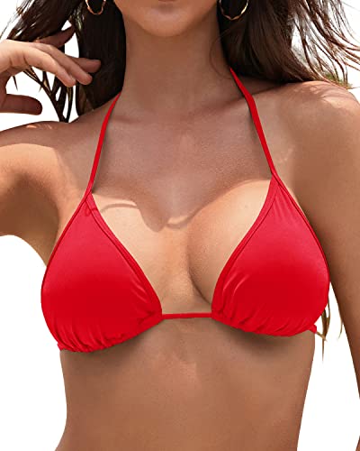 Sexy Halter Swimsuit Top String Bathing Suits Top For Ladie-Red