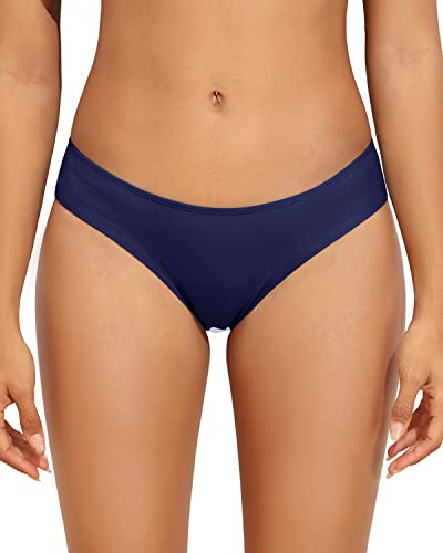 Slimming High Cut Full Coverage Bikini Bottom-Navy Blue
