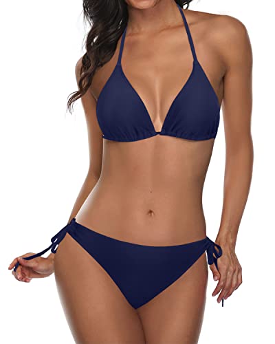 2 Piece Summer Beach Ready Bikini Sets For Women-Navy Blue