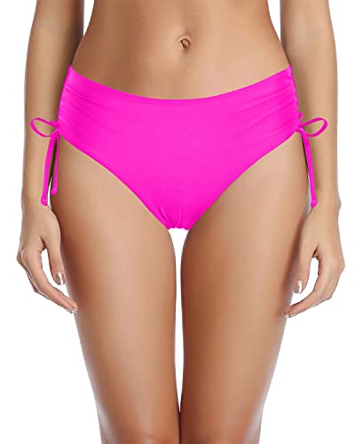Stylish Side Tie Bikini Bottom For Teen Girls-Neon Pink