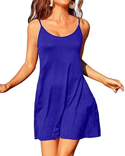 Summer Vacation Beach Party Dress Swim Cover Up For Women-Royal Blue
