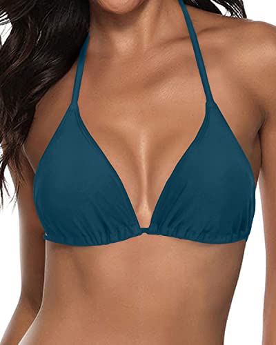 Supportive String Triangle Swimsuit Top For Women-Teal