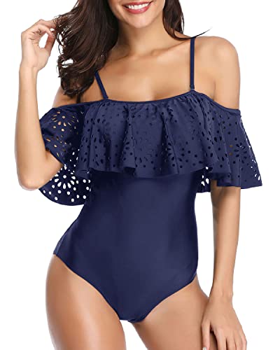 Sexy And Slimming Bathing Suits 1 Piece Swimsuits For Women-Navy Blue