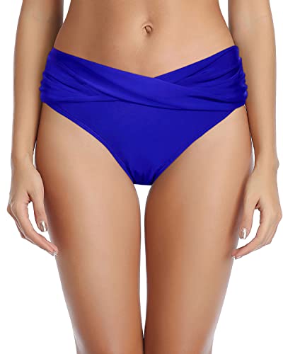 V Cut Swimsuit Bottoms High Cut Bathing Suit Bottoms For Curvy Women-Royal Blue