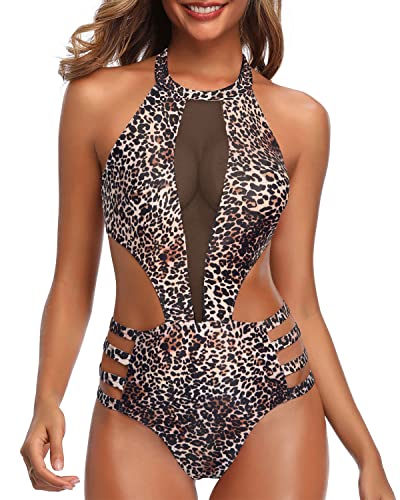Glamorous Backless Cutout Monokini Swimwear For Women-Leopard